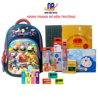 Sét đồ dùng học tập cao cấp - Hành trang đến trường cho bé cấp I - Balo, bảng, bút chì, thước kẻ, gọt chì, tẩy,...