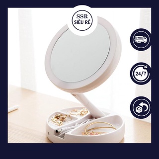 Gương Trang Điểm Có Đèn LED Để Bàn Sang Trọng Gấp Gọn (LA85110)