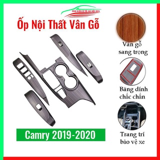 Ốp nội thất cho xe ô tô Camry 2019-2020 vân gỗ bảo vệ chống trầy xước và làm đẹp xe
