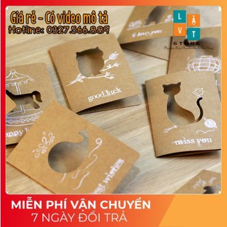 Thiệp chúc mừng, kỉ niệm, sinh nhật sáng tạo với tạo hình động vật rỗng - thiệp giấy Kraft phong cách Zakka