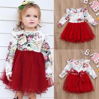 Set áo dài tay cổ tròn + chân váy xòe đáng yêu cho bé gái