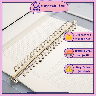(Tặng kèm sticker) Bìa sổ còng B5 A5 26/20 lỗ, binder bìa sổ còng trong suốt có dây, sổ planner bullet journal Cá Store