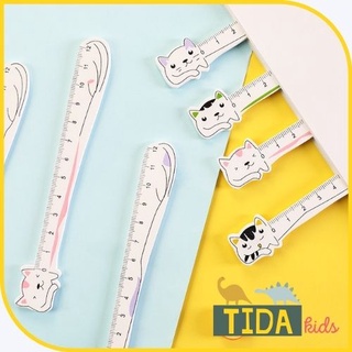 Thước Kẻ Mèo Trắng ⚡️ HOT TREND ⚡️ Thước Cute, Dễ thương 12cm, Văn Phòng Phẩm TiDa Kids Shop
