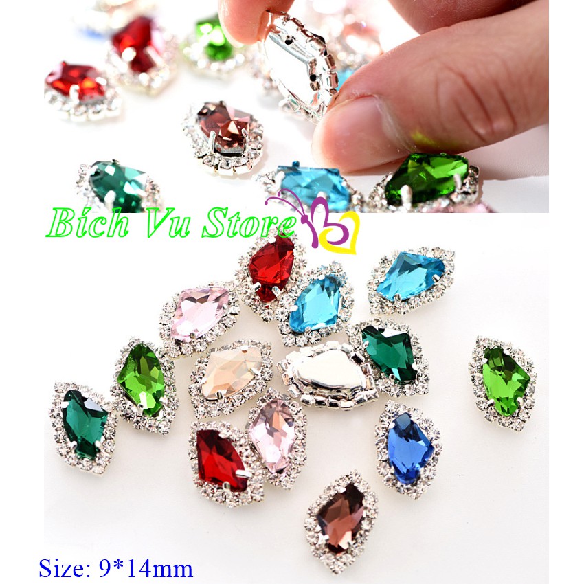Đá Kiểu đính móng 2 viên /28k lớn 9x14mm
