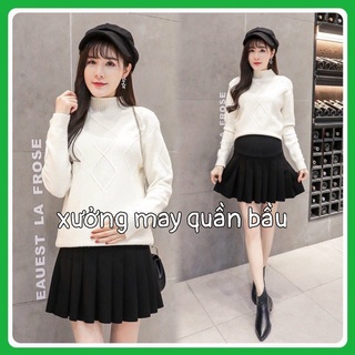 Chân Váy Bầu Xếp Ly Hàng Đẹp - CÓ QUẦN LÓT BÊN TRONG
