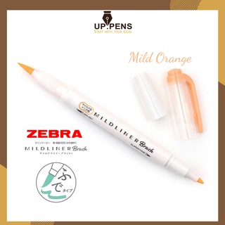 Bút lông đầu cọ Zebra Mildliner Double-Sided Highlighter Brush - Brush/ Extra Fine - Màu cam (Mild Orange)