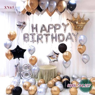 Set Bóng Bay Trang Trí Sinh Nhật Tông Màu Siêu Nhũ