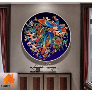Xả tranh tráng gương tròn sang chảnh treo phòng khách