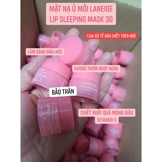 Mặt nạ ngủ môi Laneige Lip Sleeping Mask (mẫu mới ) Màu Hồng (Dạng Kem) - Dưỡng Môi, Chống Thâm, Khô Môi Hũ Mini 3G