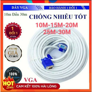 Dây VGA Lõi Đồng 10m 15m 20m 25m 30m hàng chuẩn 3+4 chất lượng cao-cáp 2 đầu VGA đực xịn tốt chống nhiễu