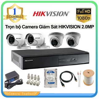 Trọn Bộ Camera Giám Sát Hikvision 2.0MP Full HD 1080 Bộ 4 Camera Chính Hãng