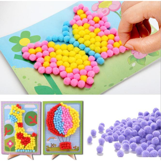 tranh dán pom pom thủ công