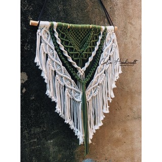 Mành trang trí macrame phối trắng xanh