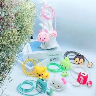 Cartoon silicone sleeve compatible for apple iphone charger cartoon silicone protective shell headphone cable data cable protective sleeve
