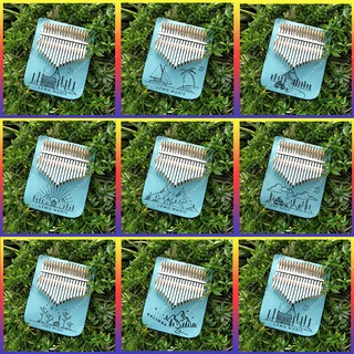 Đàn kalimba 17 phím gỗ nguyên tấm cao cấp âm vang hay có khắc hoạ tiết thiên nhiên tuyệt đẹp - QLBD1316