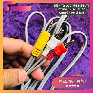 Dây 3.5 ra 2 đầu AV Bông Sen loại 1 mét 5,3 mét ,5 mét,10 mét tốt - Dây 3.5 ra 2 đầu AV màu xám
