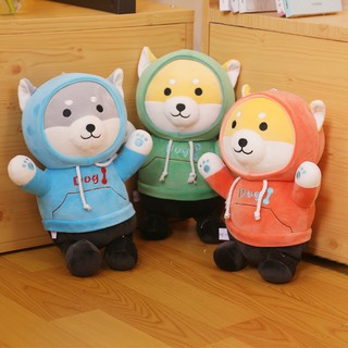 Gấu bông chó shiba áo hoodie 3 màu có mũ kích thước 40-60cm