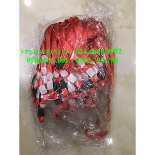 Dây đeo thẻ lụa móc nhựa Màu đỏ Combo túi 100 chiếc - Dây lụa