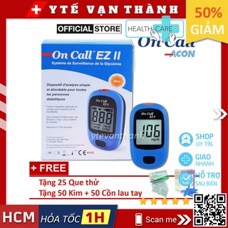 ✅ Máy Đo Đường Huyết: OnCall EZ II (On-Call On Call) - (USA) (Trọn Bộ 25 Que, 50 Kim, Tặng CỒN) -VT0585