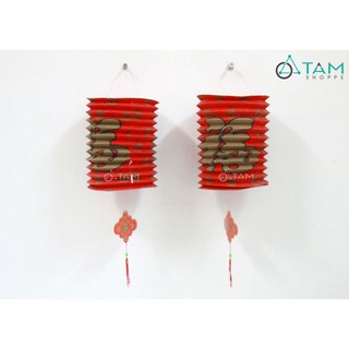 [IN ĐẸP] - Combo 4 Lồng đèn giấy xếp màu đỏ chữ Phước số 06