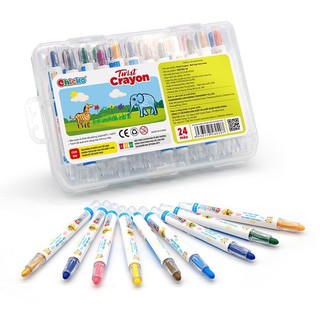 Bút sáp màu xoay Twist crayon DUKA 24 màu - Hộp nhựa