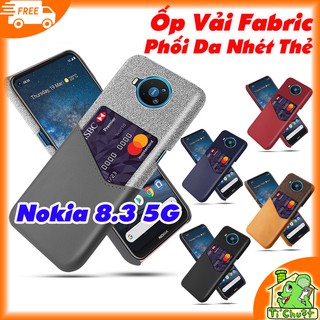 [Cao Cấp] Ốp Lưng Nokia 8.3 5G Vải Fabric Phối Da Nhét Tiền Thẻ ATM