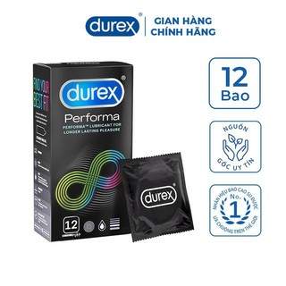 [ CHÍNH HÃNG 100% ]Bao Cao Su Durex Performa Hộp 12 Cái - giúp kéo dài thời gian quan hệ.