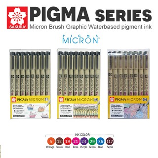 Set 8 Bút kim màu đi nét chuyên nghiệp Sakura Pigma Micron cỡ 005/01/05