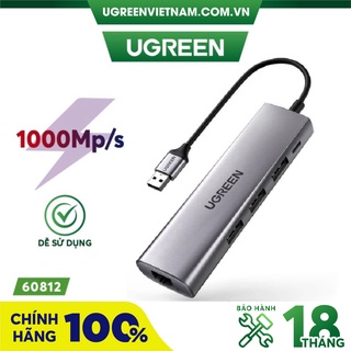 Bộ chia USB 3.0 ra 3 cổng USB 3.0 + Lan Gigabit 1000Mbps Ugreen 60812 cao cấp