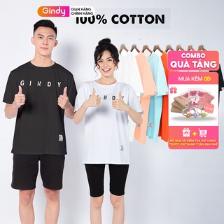 Áo phông thun trơn nam nữ tay lỡ form rộng GINDY 8 màu chất cotton thời trang unisex basic A028