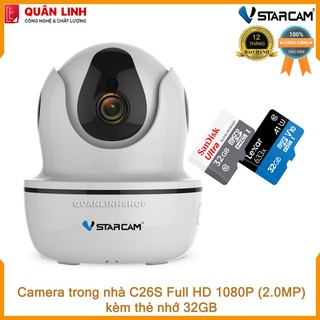 Camera Wifi IP Vstarcam C26s Full HD 1080P kèm thẻ 32GB
