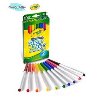 [HADI] Bộ 10 màu Bút lông tẩy rửa được CRAYOLA SUPERTIPS nét thanh nét đậm (Mã SP:CYL-B-SPT10)