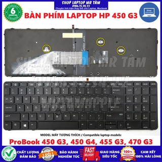 (KEYBOARD) BÀN PHÍM LAPTOP HP PROBOOK 450 G3 dùng cho ProBook 450 G3, 450 G4, 455 G3, 470 G3