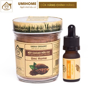 Combo Đắp Mặt Nạ Cấp ẩm Giúp Da Căng Khỏe UMIHOME gồm Dầu Cám Gạo 10ml và Bột Cacao 125g hữu cơ