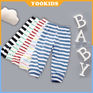 Quần dài cho bé YOOKIDS Quần thu đông bé trai bé gái chất nỉ cotton họa tiết gấu nhỏ kẻ sọc cho bé 1 2 3 4 tuổi
