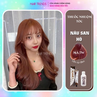 Thuốc nhuộm tóc màu NÂU SAN HÔ - màu nhuộm KAMI Chính Hãng [7W]