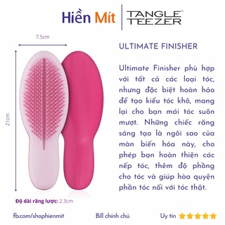 Bill-Lược gỡ rối Tangle Teezer Ultimate giảm rụng tóc chống rụng tóc tay cầm hồng compact styler salon elite original