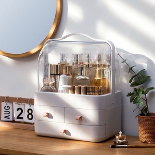 [TẶNG khay đựng son 24 ô] - Kệ đựng mỹ phẩm, hộp đựng đồ trang điểm có quai xách có nắp chống bụi sang chảnh giá rẻ mới