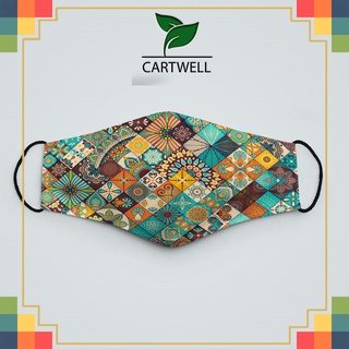Khẩu trang vải  MANDALA_2075 CARTWELL chất liệu vải dày 2 lớp chống nắng phòng dịch bệnh