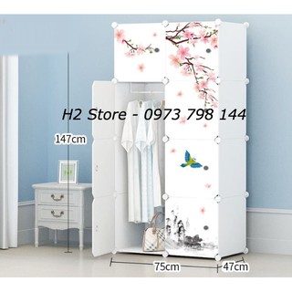 TỦ NHỰA ĐA NĂNG 8 Ô CỬA HOA ANH ĐÀO TREO ĐỒ THÔNG MINH sâu 47cm