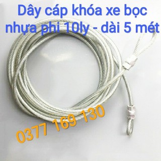 Dây cáp bọc nhựa chống cắt khóa xe 10 ly 5m cực kỳ chắn chắn