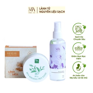 Combo Da Mặt Giảm Mụn Bọc Mộc An 3 Sản Phẩm Chiết Xuất Tự Nhiên, Chăm Sóc Làn Da Sáng Mịn