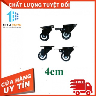 Bộ 4 bánh xe đẩy hàng xoay 360 độ, có khóa chống xoay chống trượt loại 4cm nhóm màu viền đen - MITUHOME