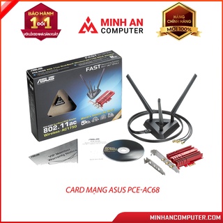 Card mạng không dây ASUS PCE AC68 chuẩn PCIE tốc độ 1900Mbps