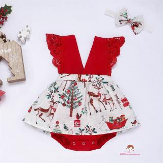 Bộ áo váy xòe phong cách Giáng sinh đáng yêu cho bé gái