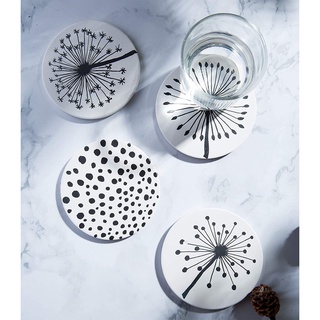 Set 6 lót cốc bằng gốm non có mặt sau ép gỗ sồi hút nước cực tốt, trang trí quán cafe, quầy bar, nhà hàng,phòng ăn 2023