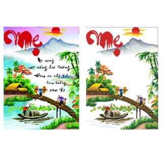 TRANH ĐÍNH ĐÁ Cha Mẹ phong cảnh cầu tre VS155- Chưa đính