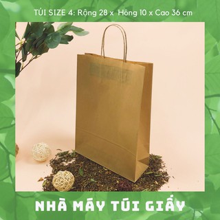 100 Chiếc Túi giấy Nhật quai xoắn nâu SIZE 4: 28x10x36cm CÓ QUAI đựng hàng 5kg