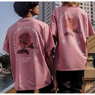 Áo Thun Tay Lỡ Hoa Hồng Màu Hồng Unisex Freesize