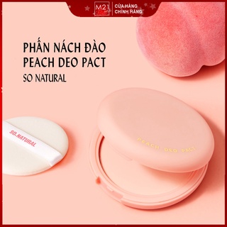 Phấn nách đào, Phấn nách bột khô SO NATURAL Peach Deo Pact Hương đào khử mùi, giảm thâm, làm da sáng mịn